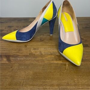 Vibrant Yellow and Blue Women's Heels